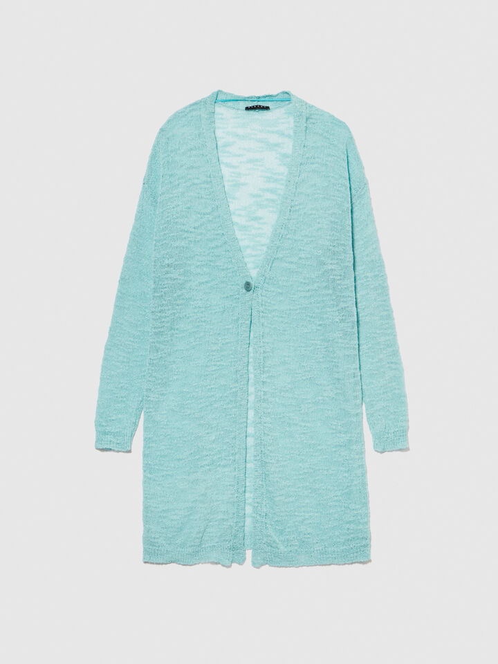 Long cardigan - women's cardigans - Turquoise | Sisley image number 6